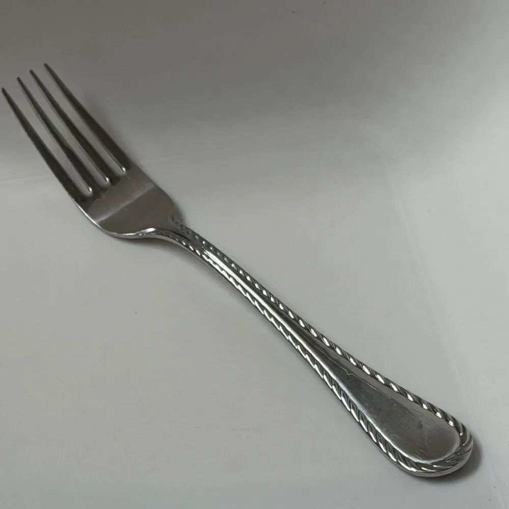 3pc Oneida Belmont-Lyons Salad Forks 7” Stainless Glossy Rope Edge China